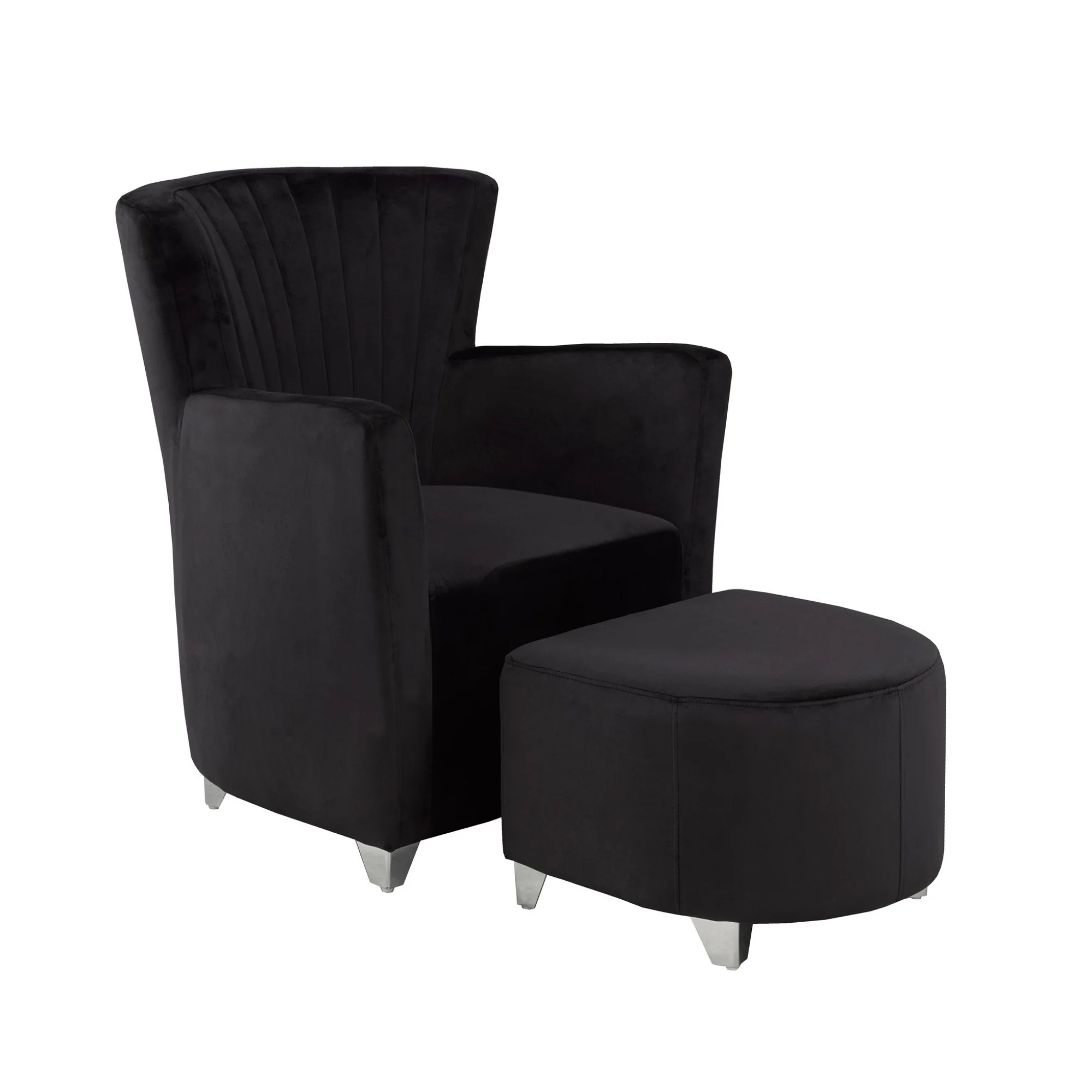 Accent Chair & Ottoman in Black 0711 BLk