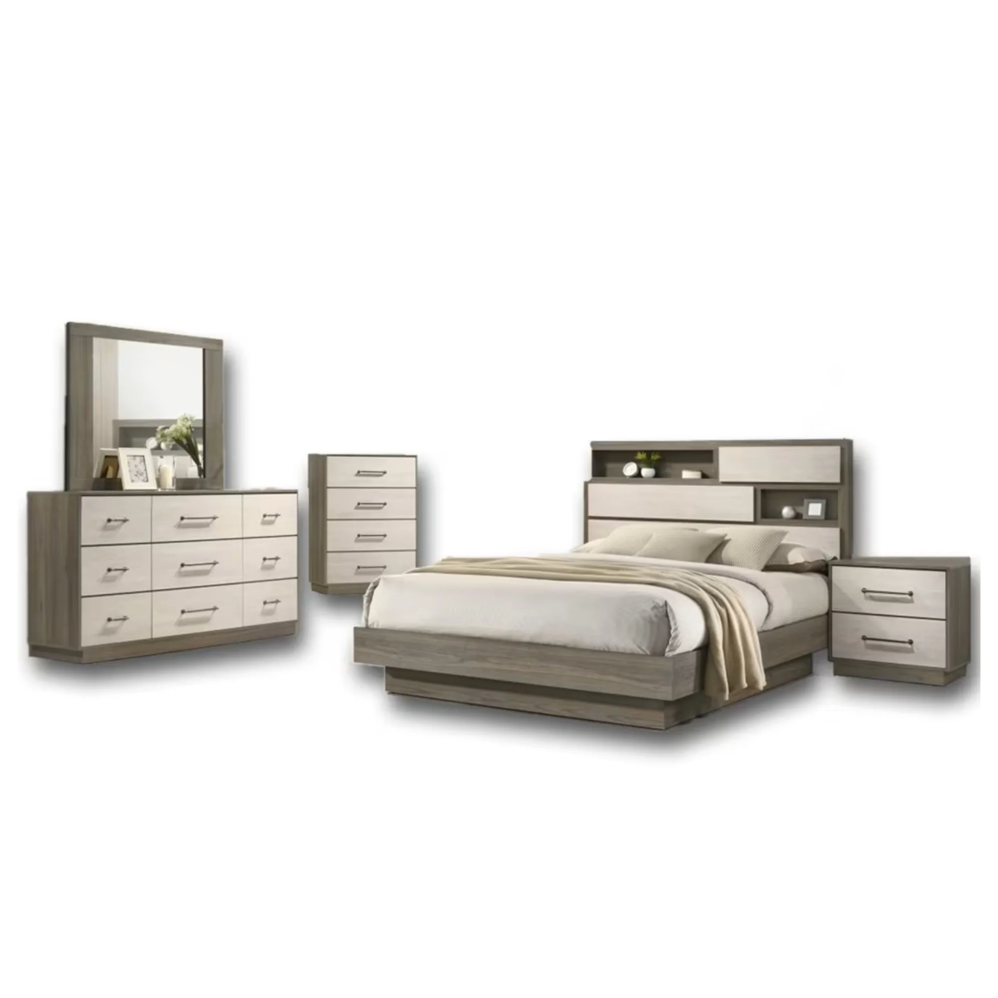 40822-Queen 8PC Bedroom Set in Natural/White Wash - Image 2