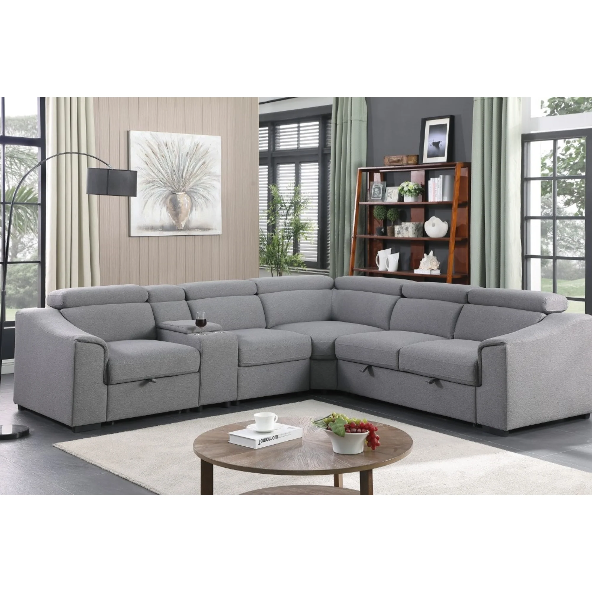 75652 -RHF Sectional Sofa Bed In Grey