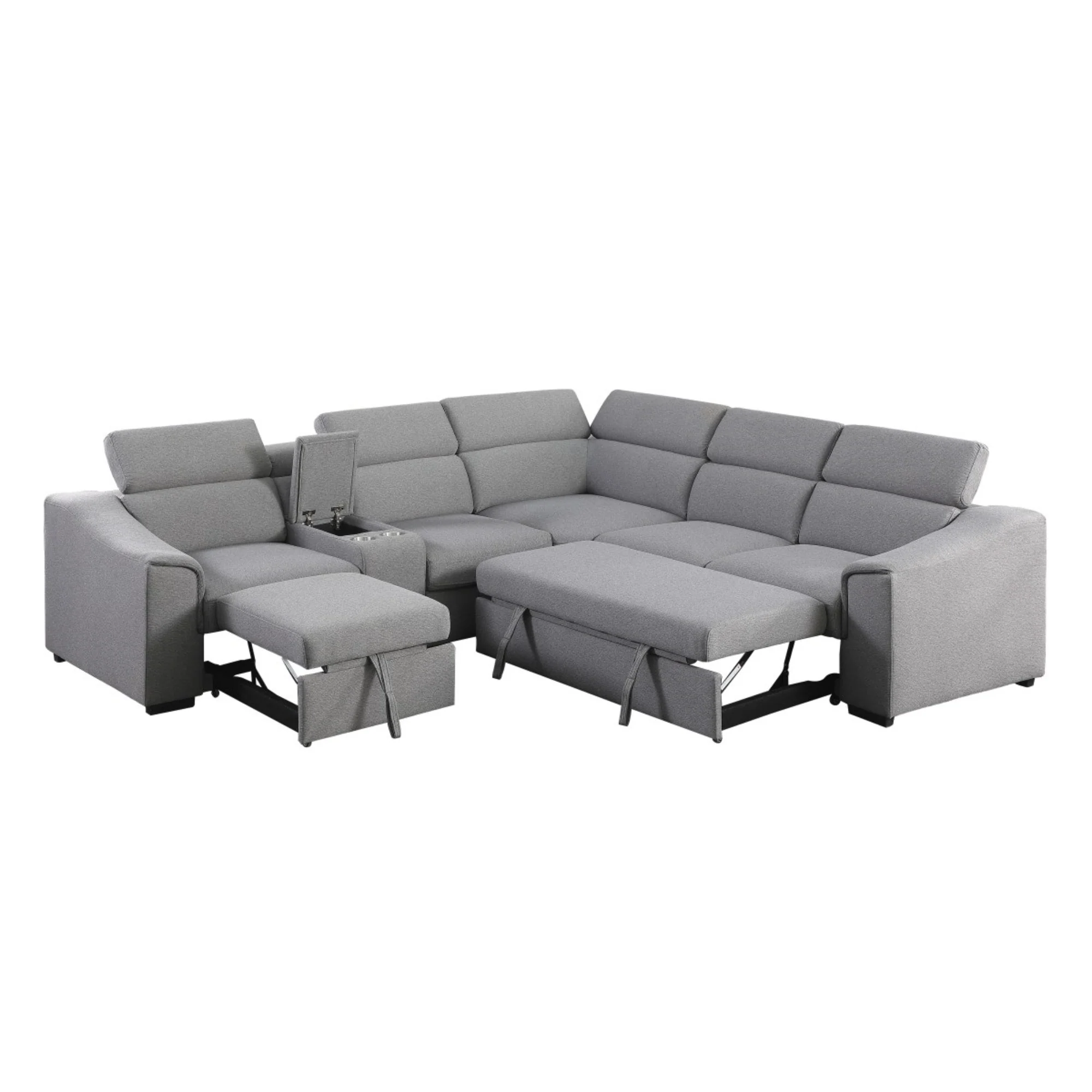75652 -RHF Sectional Sofa Bed In Grey - Image 2