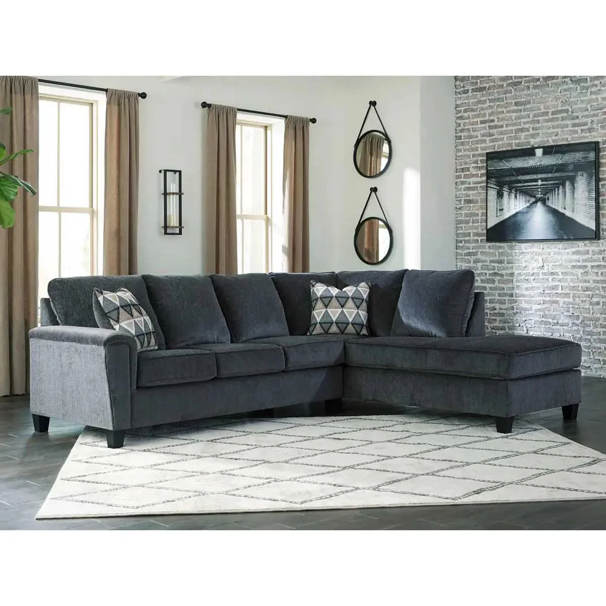Abinger 2 Piece RFH Sectional with Chaise in Smoke