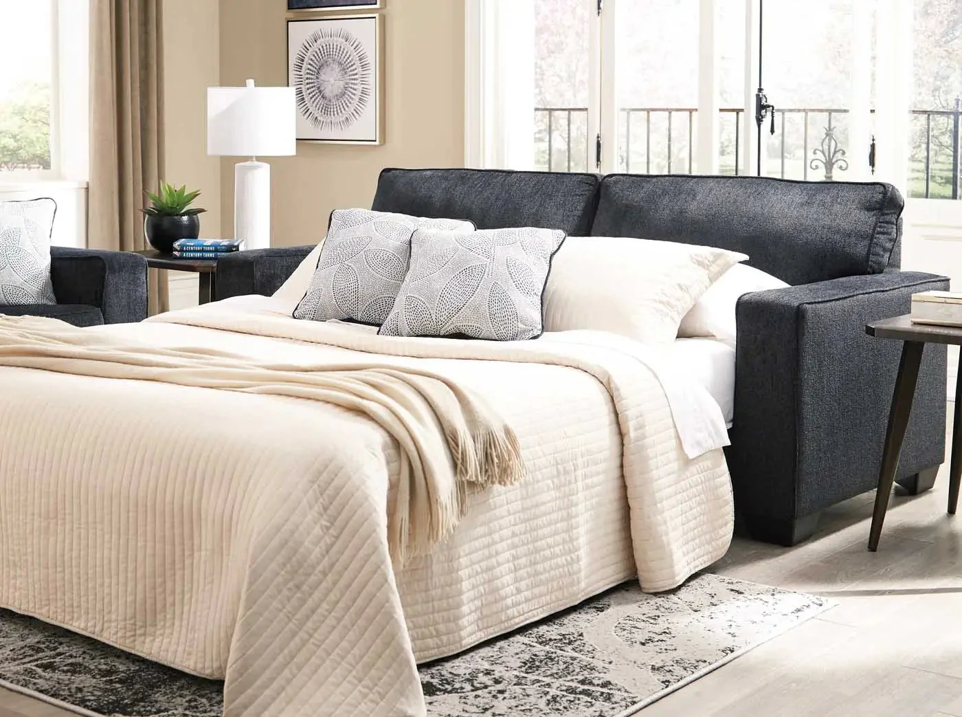 Altari Fabric Queen Sofa Bed in Slate