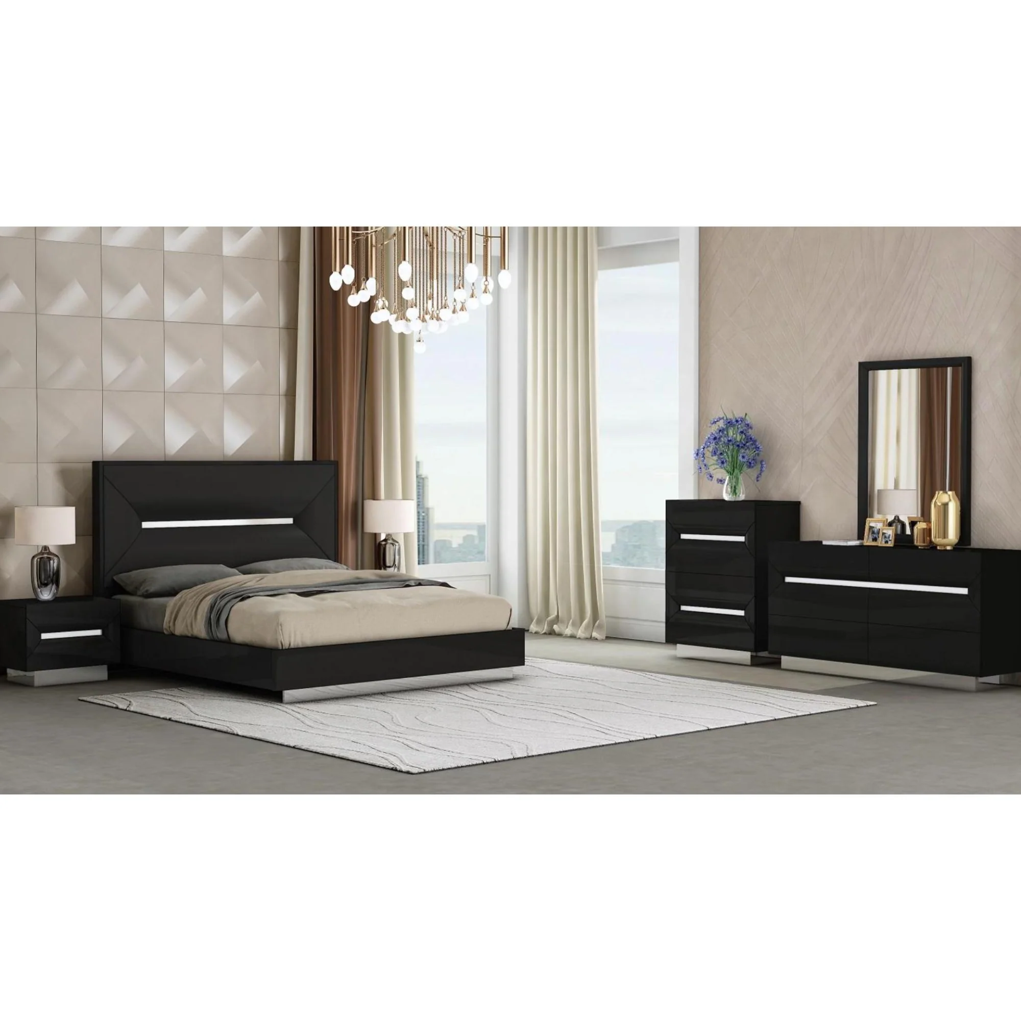 Cypress 6 Pcs Bedroom Set in Black