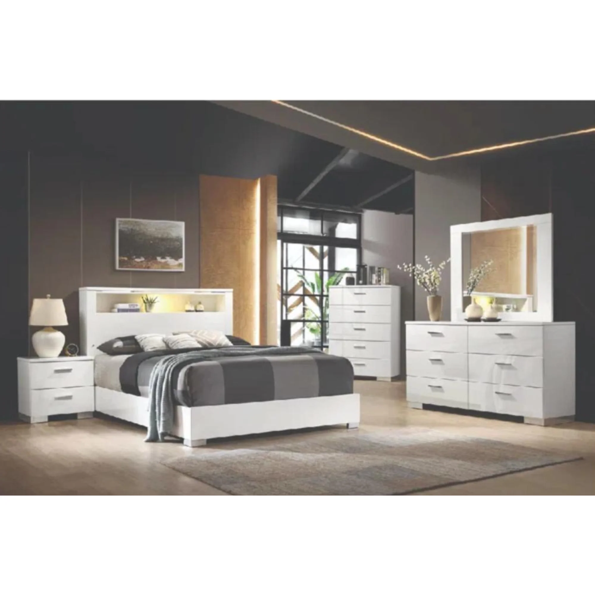 Elaine 6 Pcs Bedroom Set In White