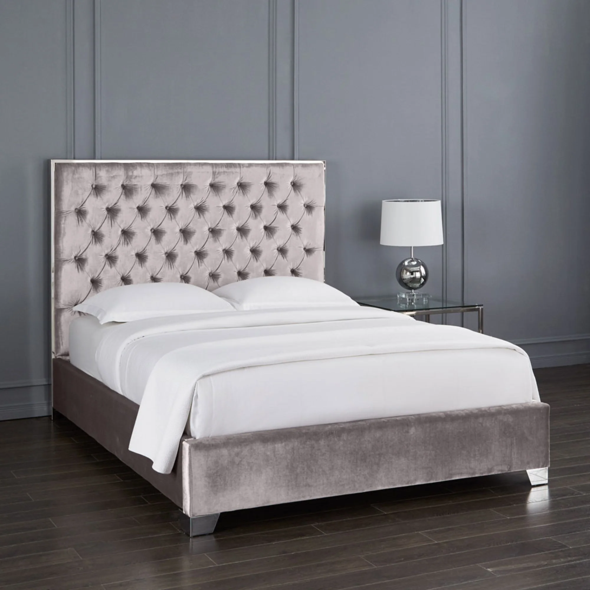 Kroma Bed in Grey Velvet - Image 3