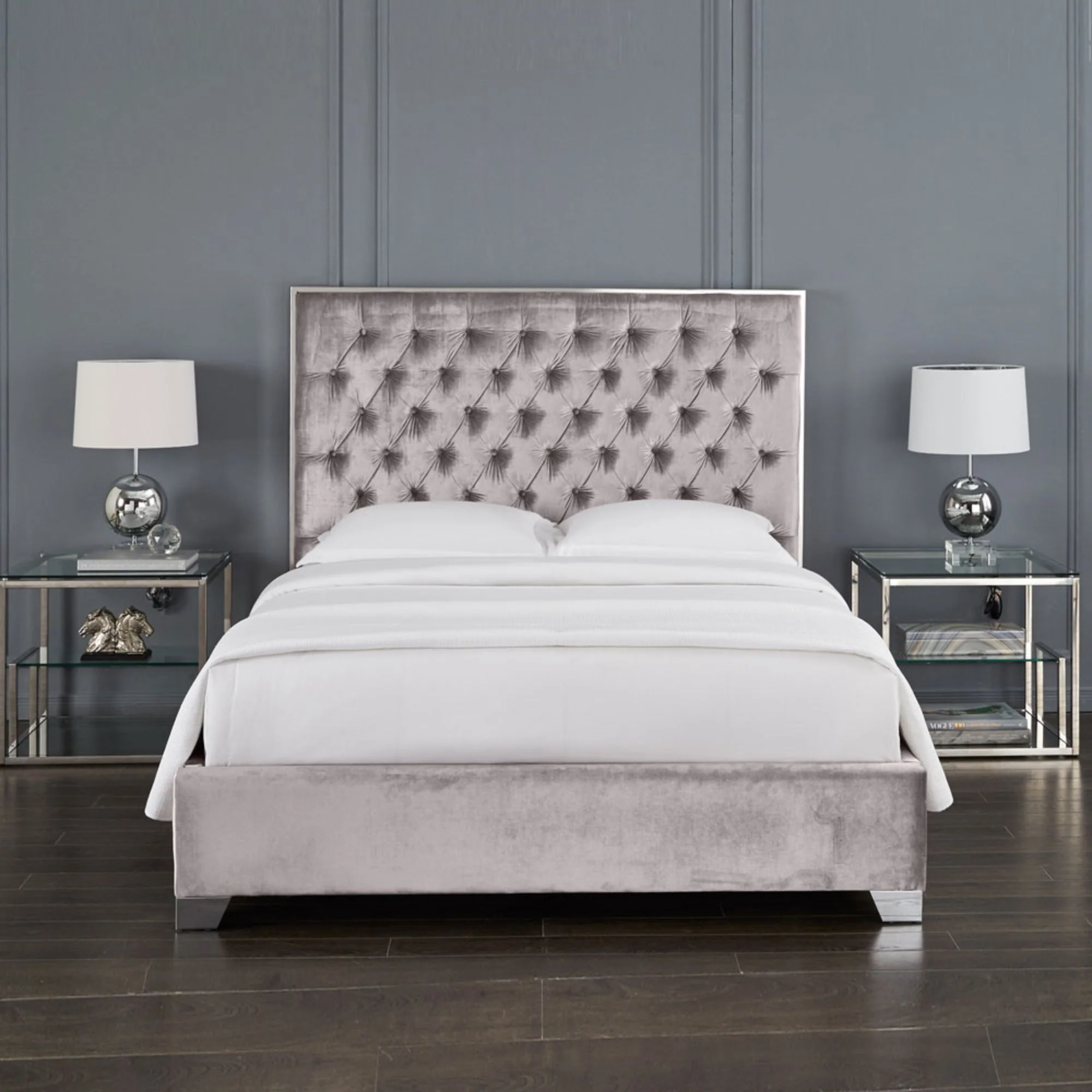Kroma Bed in Grey Velvet - Image 4