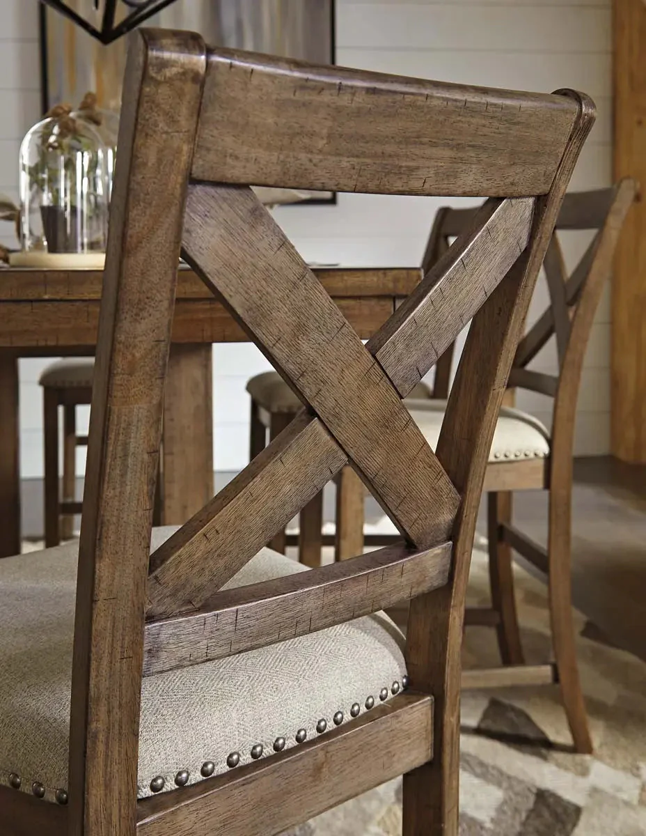Moriville 6 Pc Counter height Dining Set in Grayish Brown - Image 11