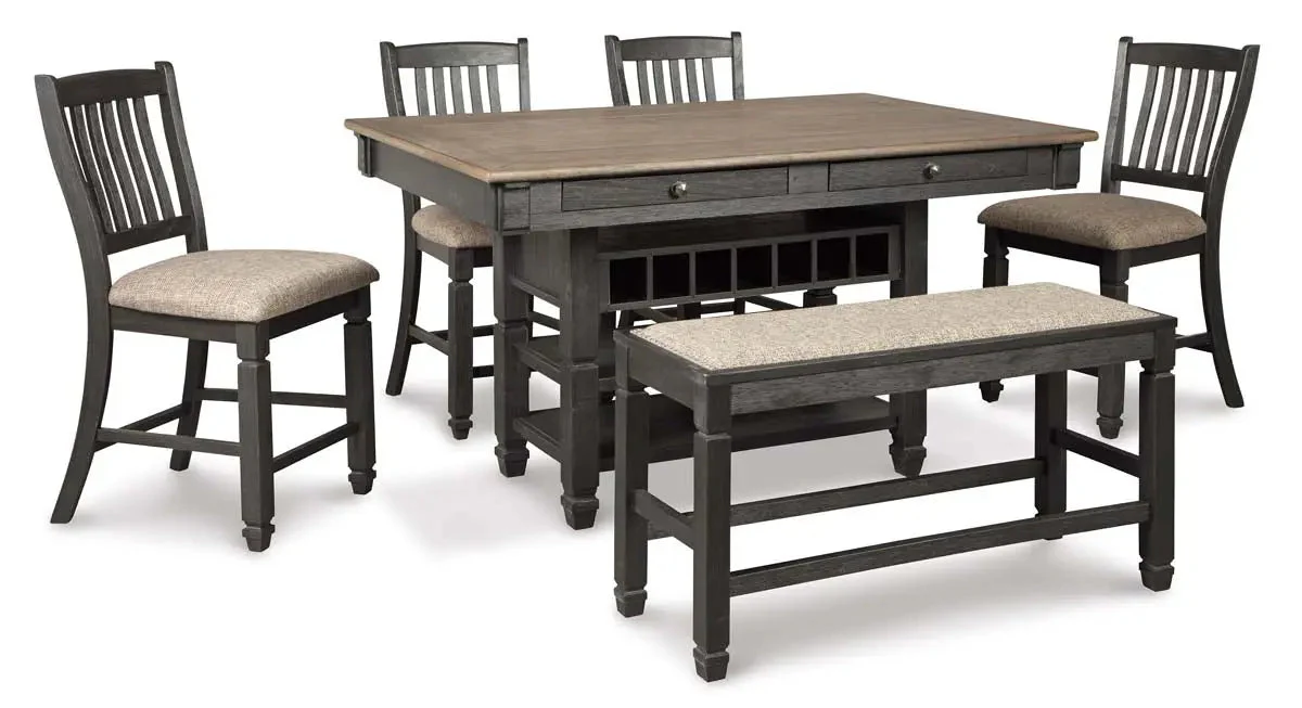 Tyler Creek 6 Pc Counter Height Dining Set in Black & Grey - Image 2
