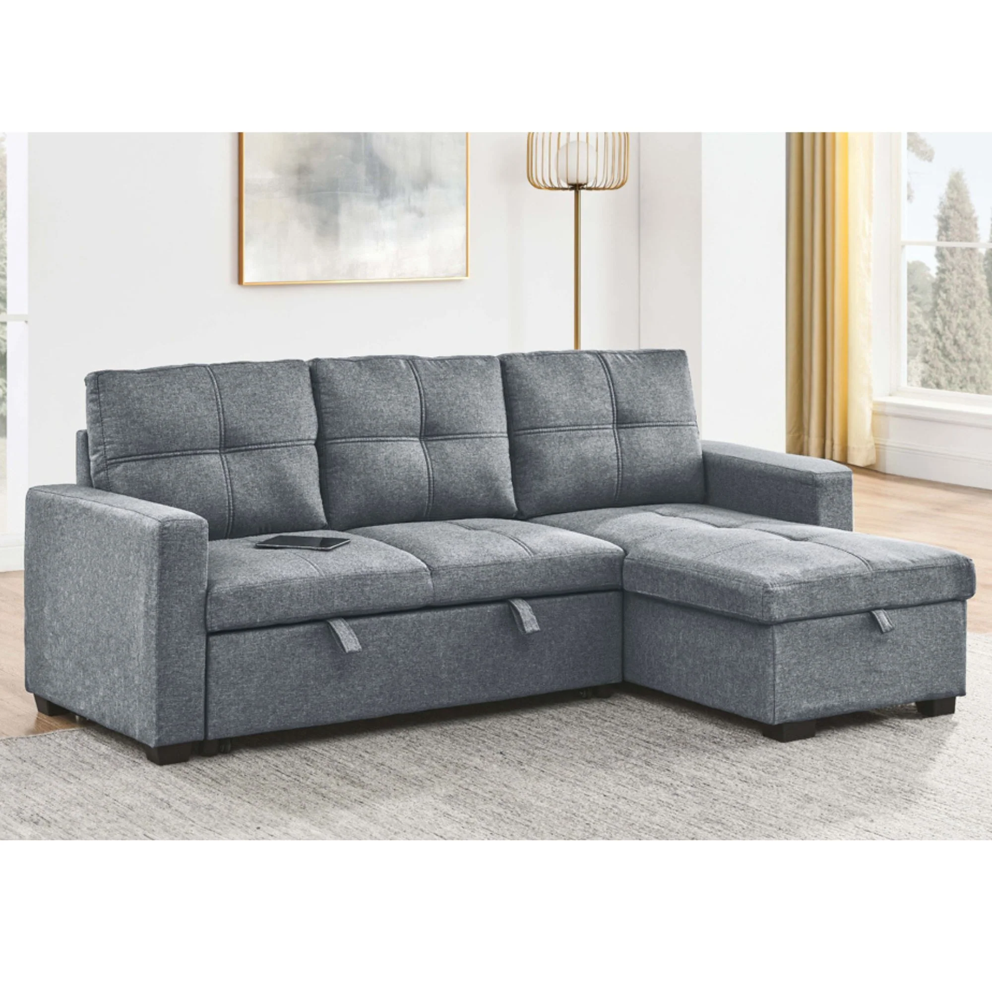 Pull out Sofa Bed in Grey T1247 - Image 3