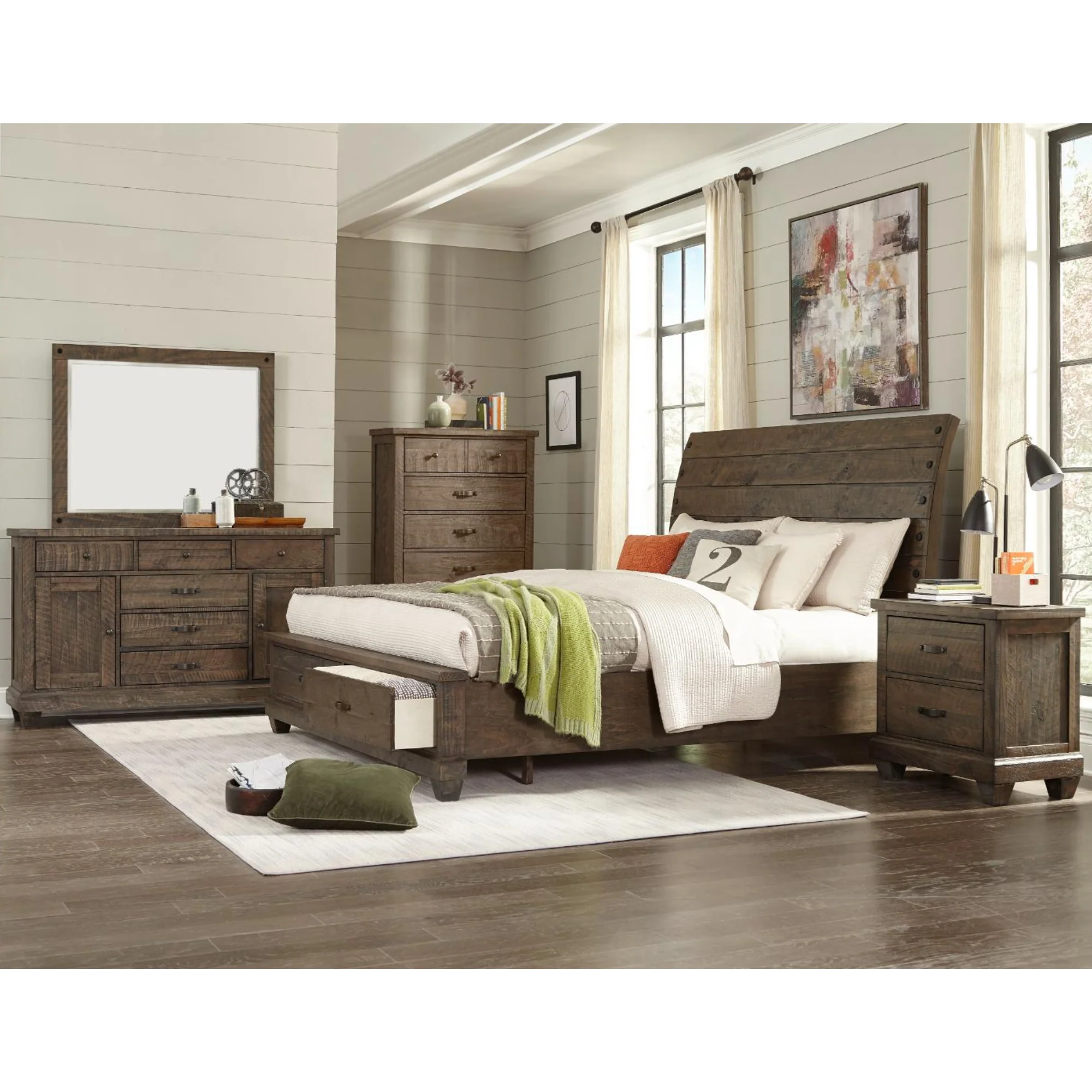 Rylee 6 Pcs Bedroom Set in Brown