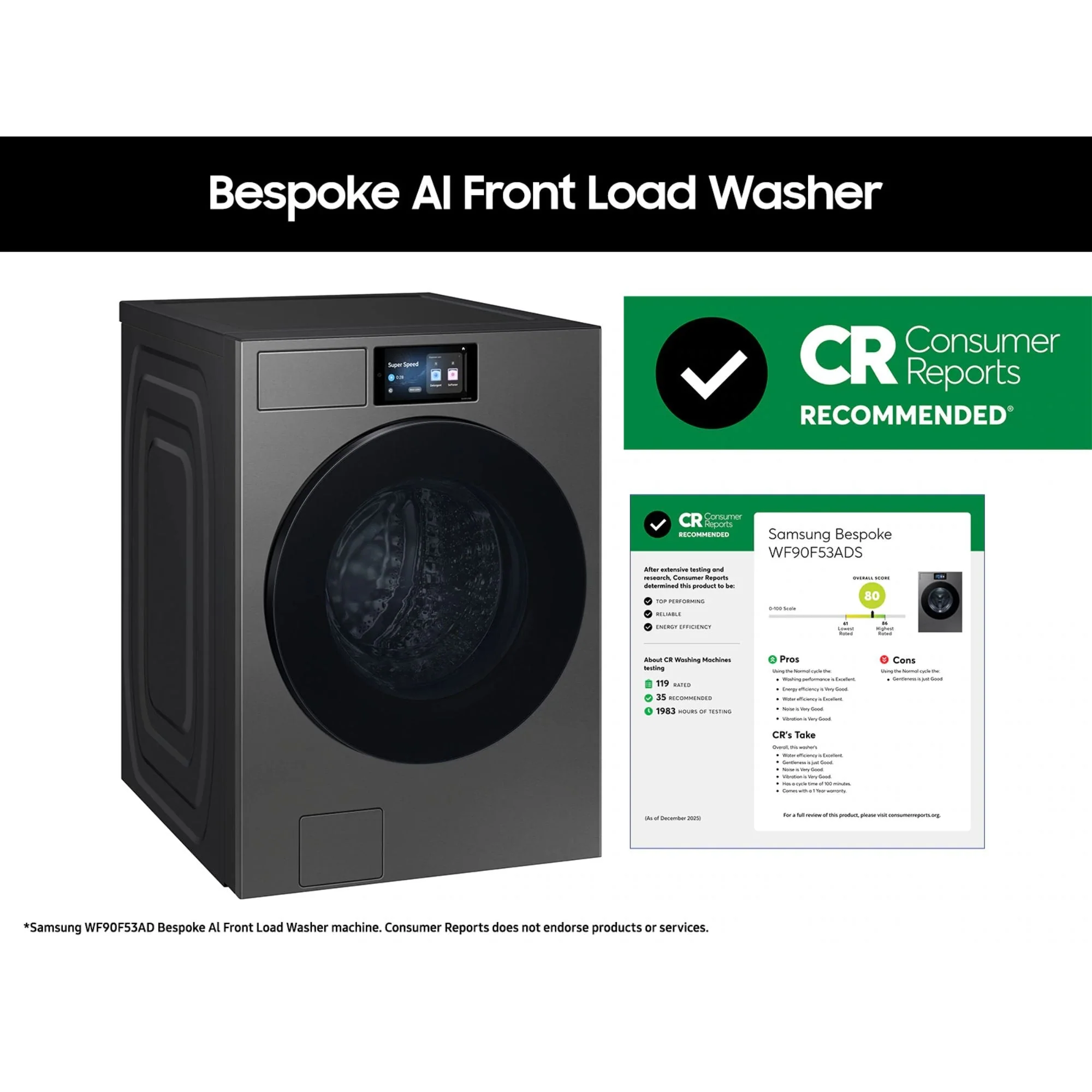 Samsung WF90F53ADSA5 Washer (Open Box) - Image 3