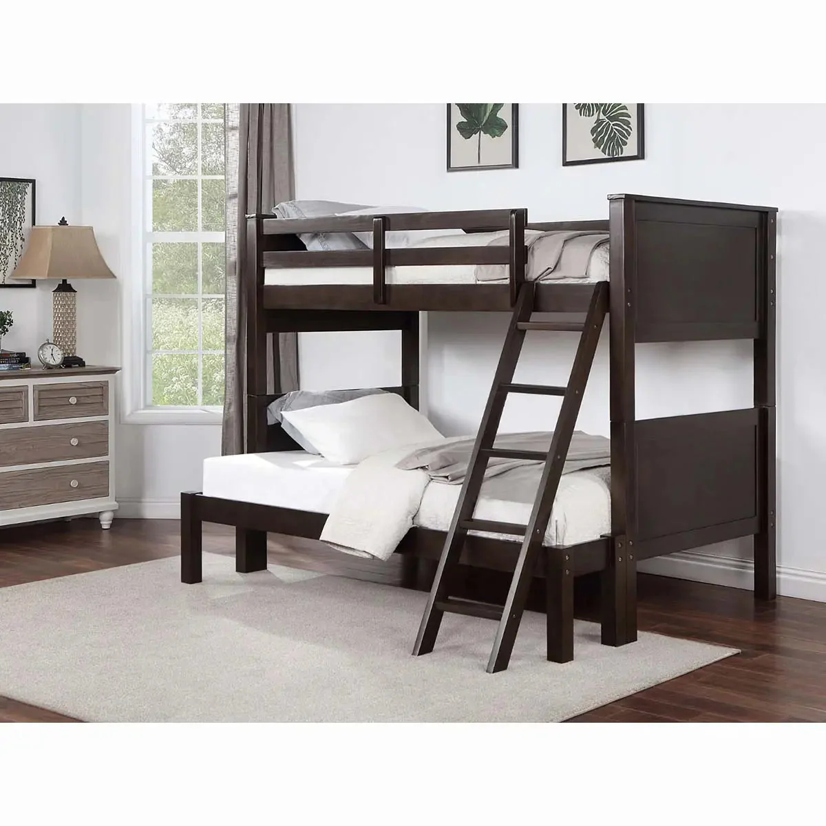 Shaw Twin-Full Bunk Bed in Dark Brown 2045TF - Image 3