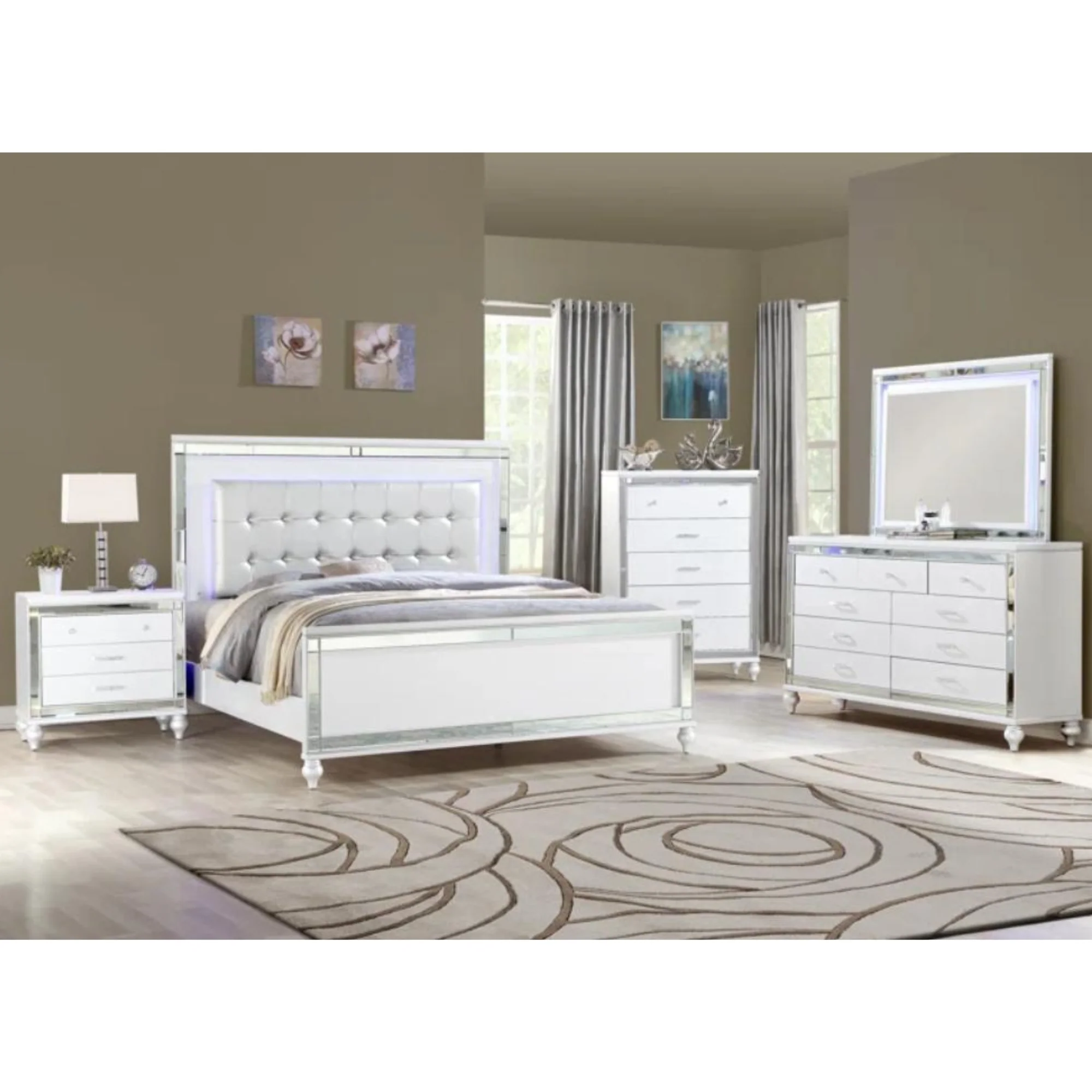 Sterling 6 Pcs Bedroom Set in White