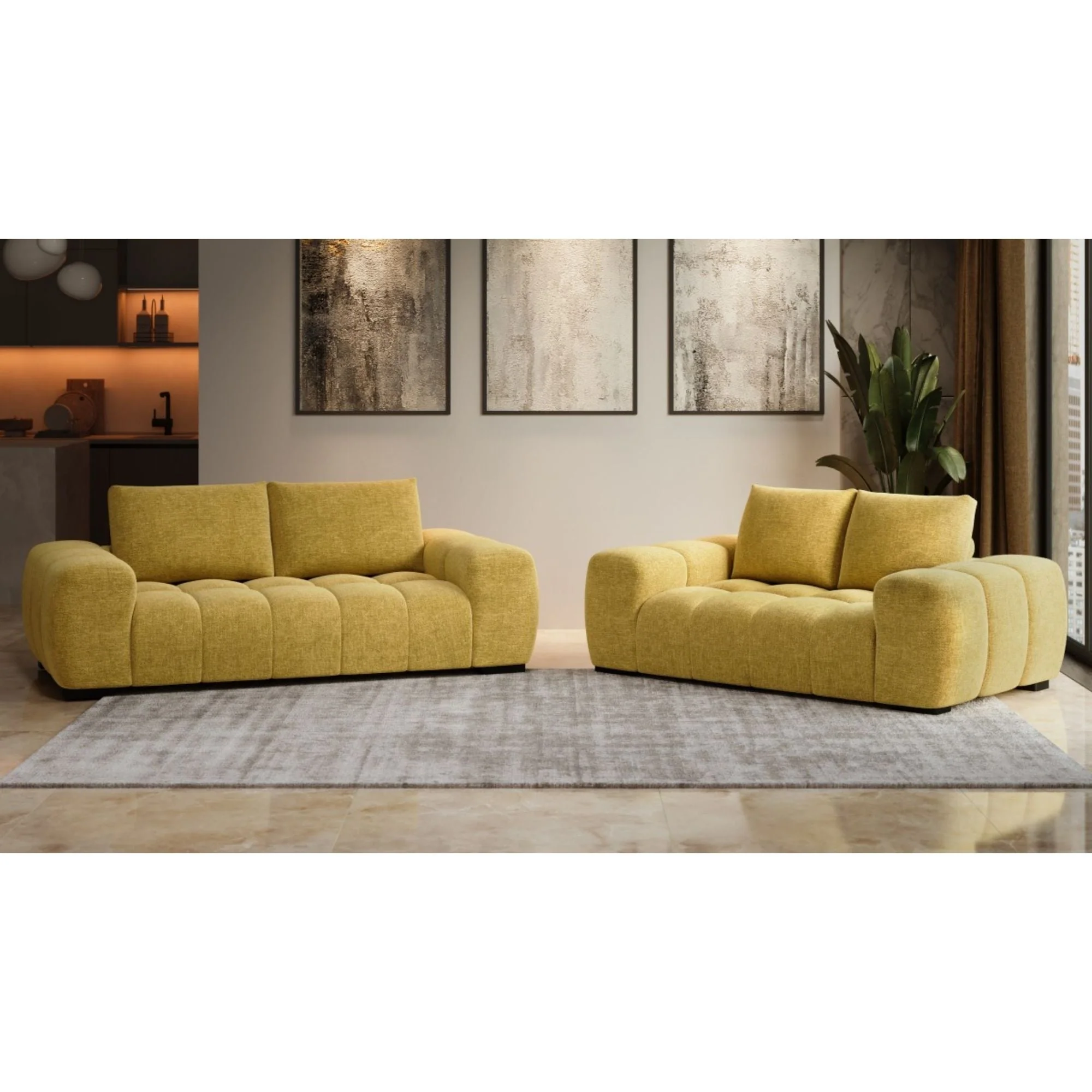 Zara Collection Loveseat in Yellow - Image 3